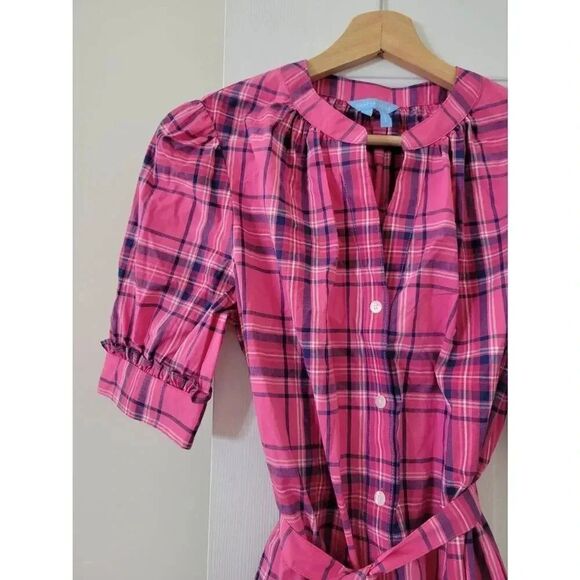 Draper james Loretta Shirt Dress in Pink Angie Plaid S NWOT $150 - Picture 3 of 7
